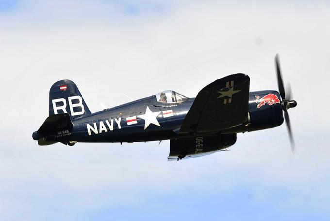 Chance vought F4U-4 "corsair" iz leta 1945 je bilo prvo letalo, ki ga je Angerer pripeljal v Avstrijo. | Foto: Gregor Pavšič