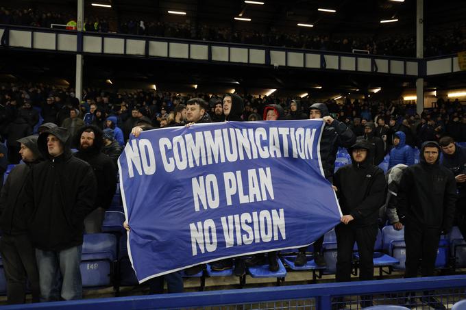Navijači Evertona so že dolgo nezadovoljni. Veliko očitkov leti na delovanje predsednika Billa Kenwrighta, ki opravlja to funkcijo vse od leta 2004. | Foto: Reuters