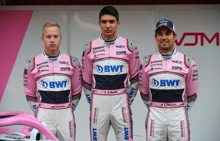 Nikita Mazepin, Esteban Ocon in Sergio Perez (Force India) | Foto: Reuters