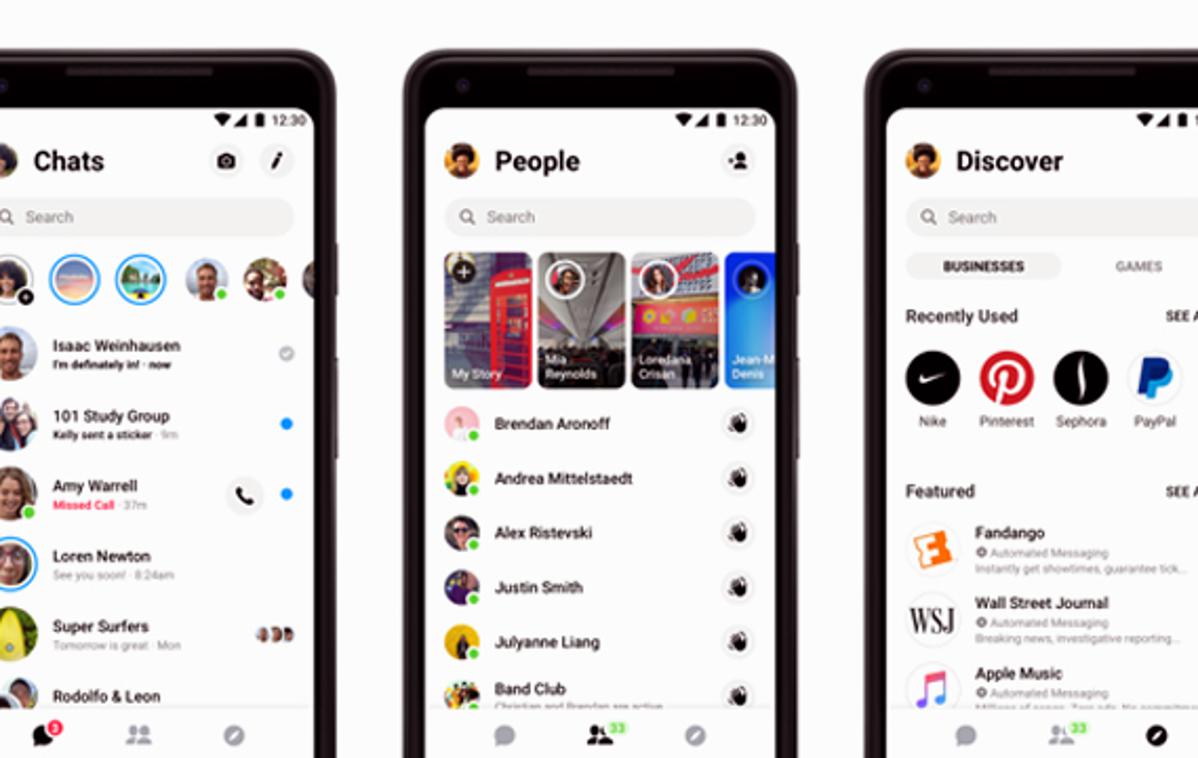 Messenger, 4 | Facebooj je začel množično vključevati prenovljeno podobo svoje aplikacije za hipno sporočanje Messenger. | Foto Facebook