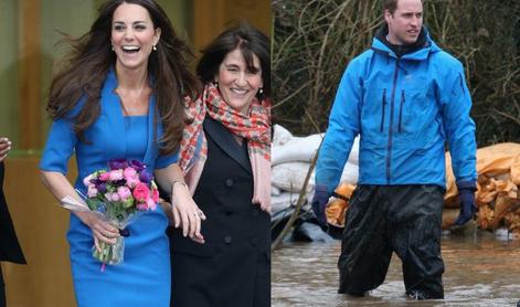 Kate Middleton z rožami, William in Harry pa v blatu