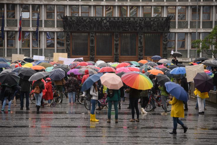 Protestniki v bran okolju pred parlamentom | Foto: STA ,