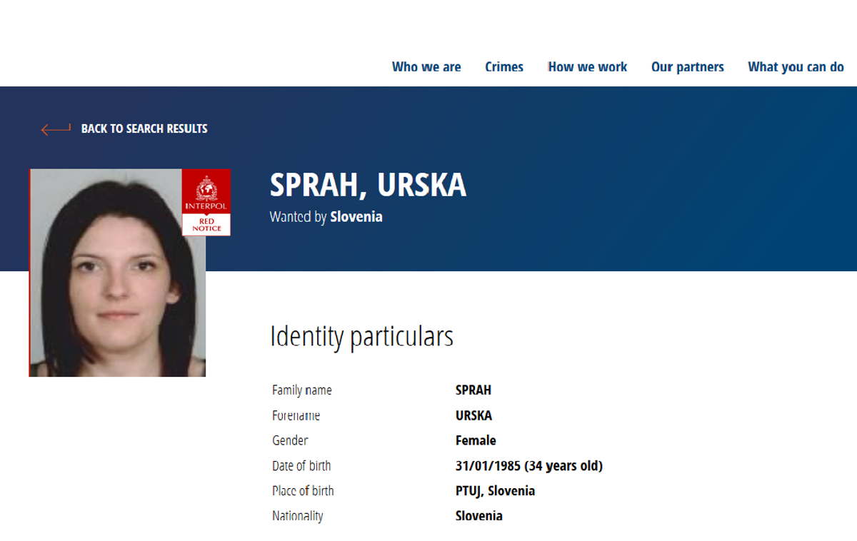 Urška Šprah | Foto Interpol