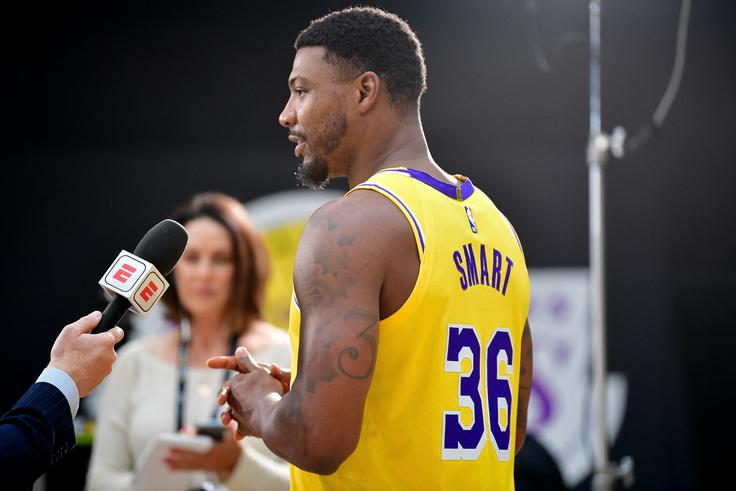 Marcus Smart prvič v dresu Lakersov. | Foto: Reuters
