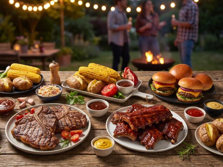 Burgerji, steaki in rebrca ostajajo med najbolj prepoznavnimi jedmi ameriške kulinarike ter nepogrešljiv del poletnih druženj. Slika je bila ustvarjena z umetno inteligenco. | Foto: SPAR