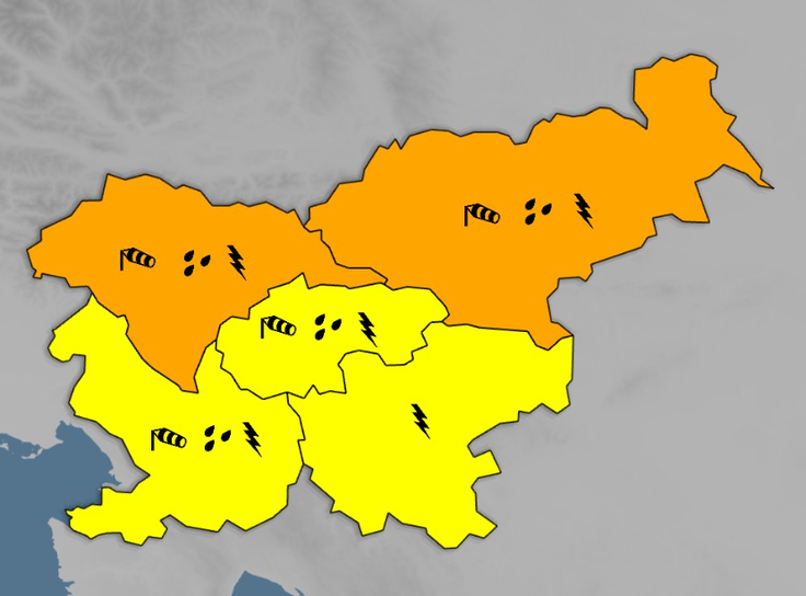 Arso je za severni del države izdal oranžno opozorilo.  | Foto: Arso / Facebook