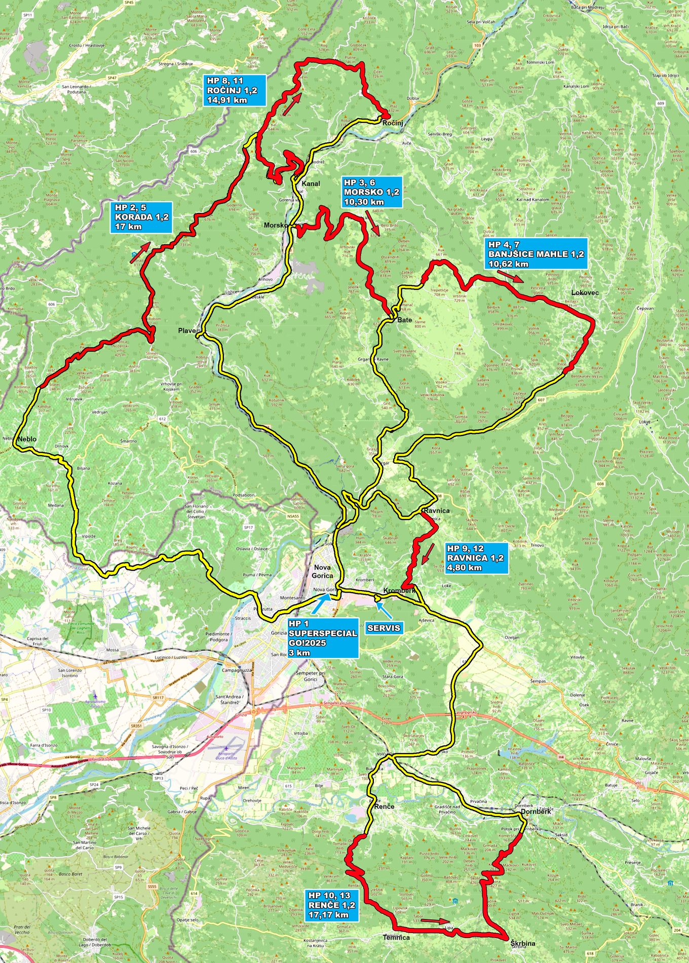 Mapa do percurso da 12ª edição do Rally Novi Gori. | Foto: 