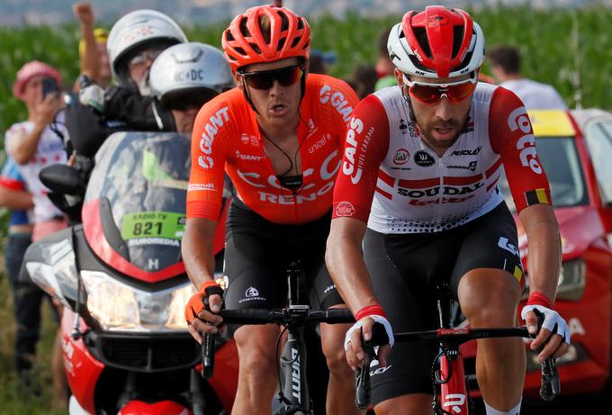 Alessandro De Marchi (levo) je bil v osmi etapi v igri za zmago, a je bil Thomas de Gendt premočan. | Foto: Reuters