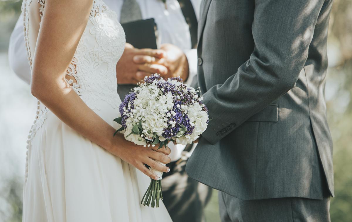 poroka | Za poročna slavja omejitev zbiranja ne velja, na poročnem obredu na javnem kraju dovoljeno do 50 ljudi. | Foto Getty Images