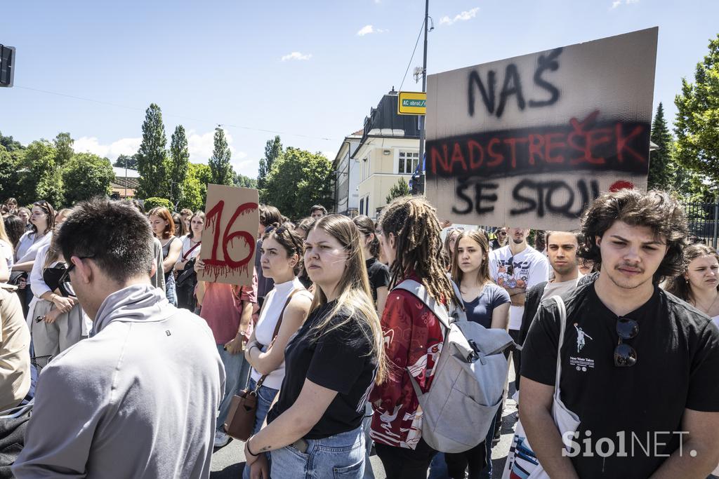 Protest študentov na Aškrčevi.