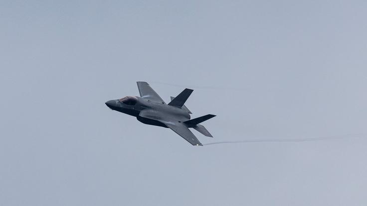 Na območju Osrednjega vadišča Slovenske vojske Postojna so izvedli urjenje kontrolorjev združenega ognja v sodelovanju in podpori zavezniškega letal F-35. | Foto: Borut Cirnski