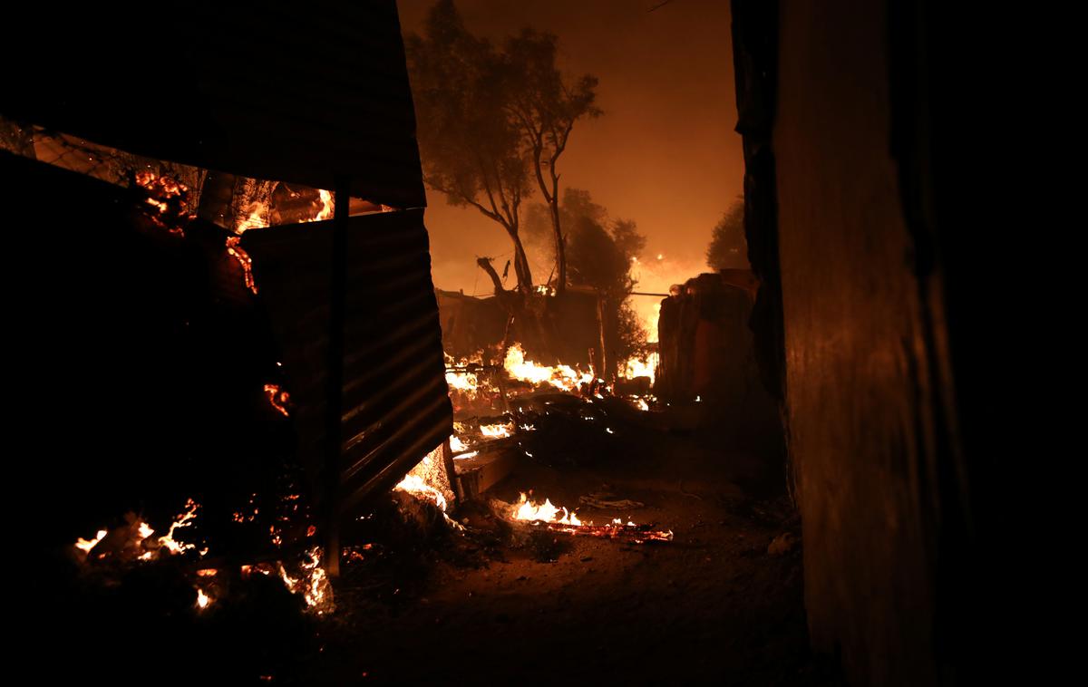 Lezbos, požar, migrantski center | Foto Reuters