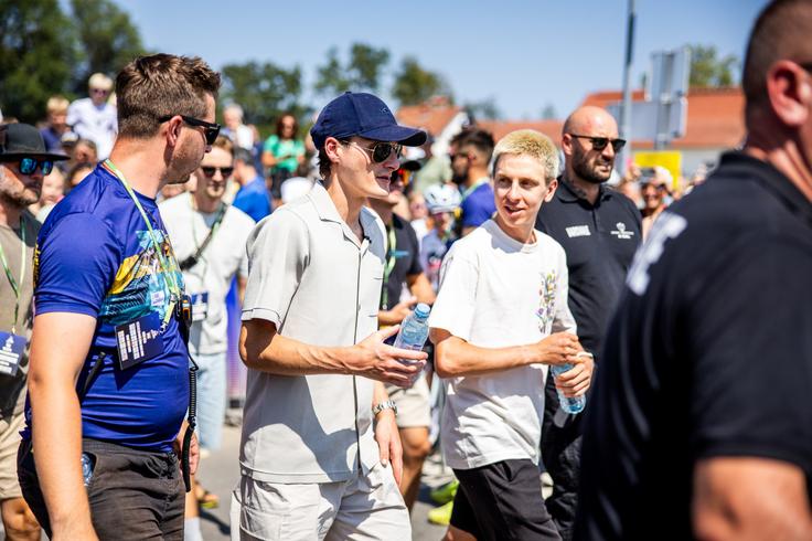 Domen Prevc in Tadej Pogačar sta se družila na Pogi Challengu, ki ga je organiziral slovenski kolesarski as. | Foto: Siniša Kanižaj/STA