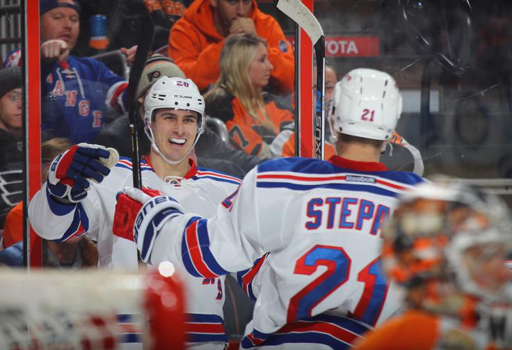 Chris Kreider Chris Kreider je odločil tekmo med rangerji in Buffalom. Rangerji so z 2:1 slavili v podaljšku. | Foto: Getty Images
