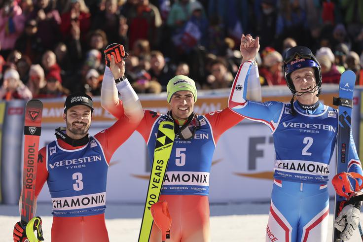 Najboljši trije s slaloma v Chamonixu. | Foto: Guliverimage