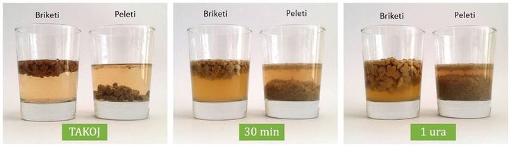 Razlika med peleti in briketi (briketi nabreknejo v želodcu in se počasi prebavijo, medtem ko peleti razpadejo na manjše delce in se hitreje prebavijo). | Foto: 