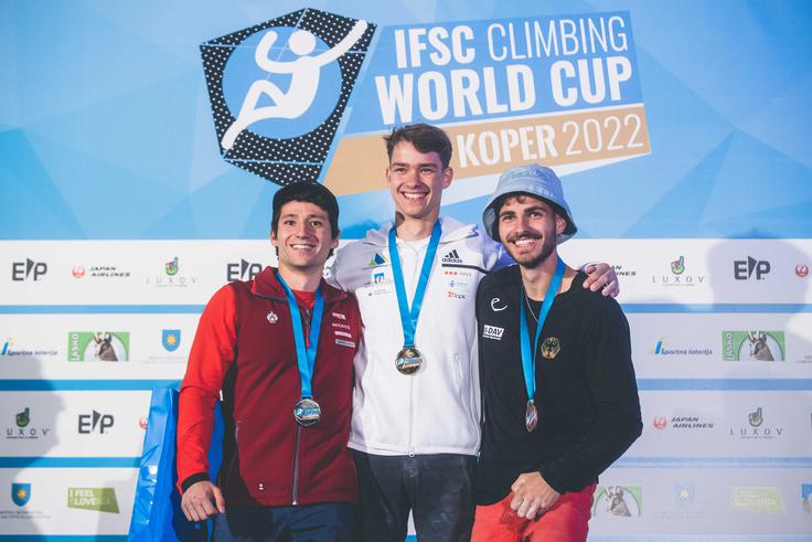 Potočar je v Kopru zmagovalni oder delil s Švicarjem Sascho Lehmannom in Nemcem Yannickom Flohejem. | Foto: Grega Valančič/Sportida