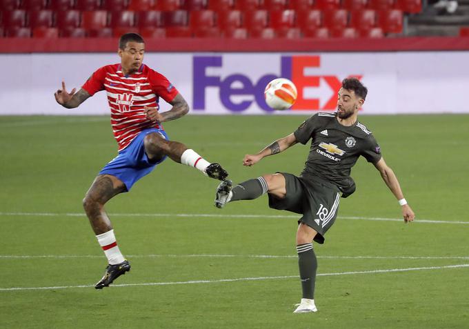 Portugalski zvezdnik Manchester Uniteda Bruno Fernandes je v Španiji prišel že do 25. gola sezone. | Foto: Reuters