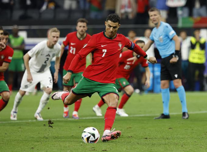 Neuničljivi portugalski superzvezdnik Cristiano Ronaldo je postal prvi nogometaš, ki je nastopil na šestih zaporednih evropskih prvenstvih. V Nemčiji se niti enkrat ni vpisal med strelce, najlepšo priložnost pa je zapravil ravno na srečanju osmine finala proti Sloveniji, ko je njegov strel z bele točke spretno ubranil Jan Oblak.  | Foto: Reuters
