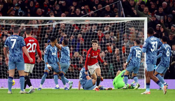 Alejandro Garnacho je v drugem polčasu poskrbel za izenačenje, zmagoviti gol je za Manchester United  dosegel 20-letni Danec Hjolund. | Foto: Reuters