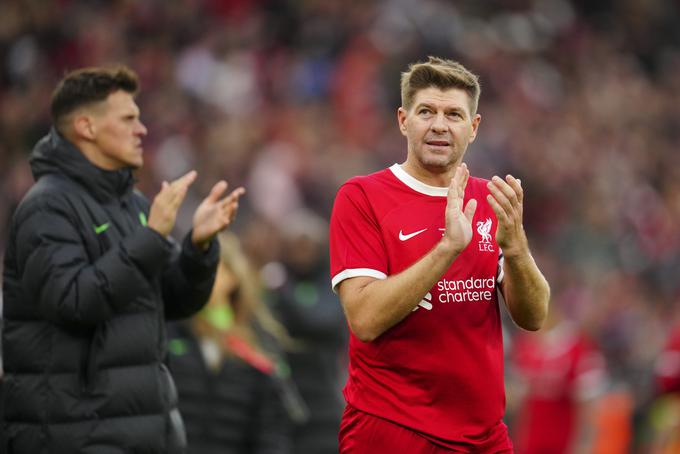 Gerrard na revijalni tekmi, na kateri so nastopile legende Liverpoola in Ajaxa, marca lani na stadionu Anfield. | Foto: Guliverimage