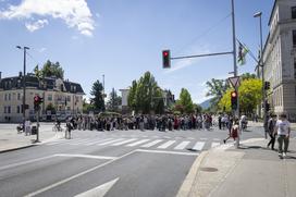 Protest študentov na Aškrčevi.