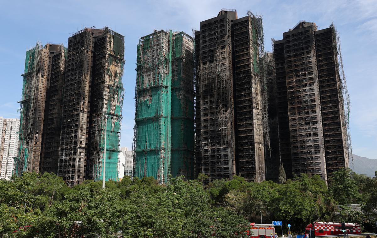Požar Hongkong, posledice | Prebivalci kompleksa s skoraj 2.000 enotami navajajo, da ob izbruhu požara pred dvema dnevoma niso slišali nobenih alarmov. | Foto Reuters