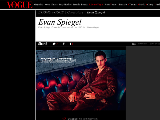 Za Evana Spiegla pravijo, da je privlačen moški. Na snemanje in fotografiranje za novo linijo oblačil ga je leta 2015 povabila svetovno znana modna revija Vogue. Foto: Vogue Italija | Foto: 