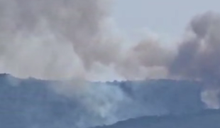 Na Šolti obsežen požar, v nevarnosti tudi hiše #video