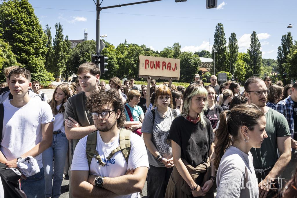 Protest študentov na Aškrčevi.