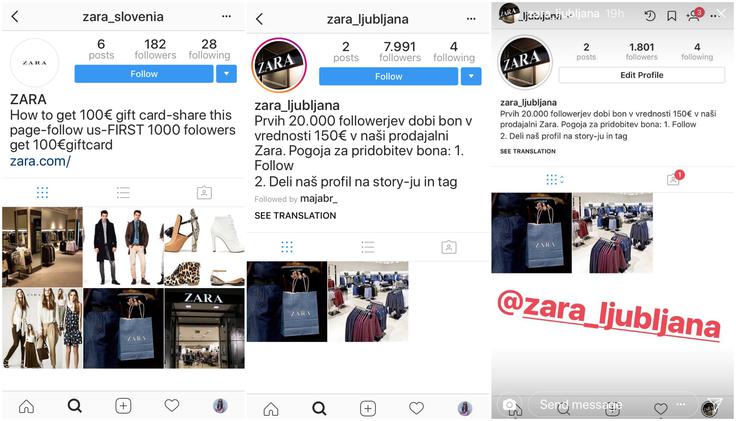 ... na Instagramu pa pod profilom Zara_Slovenia in Zara_Ljubljana. | Foto: Instagram/Getty Images