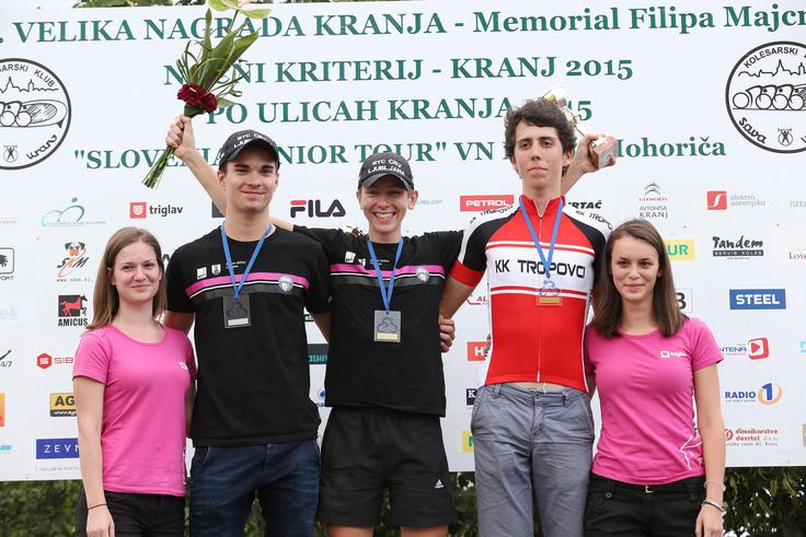 Od leve proti desni: Matej Merčun, Tadej Pogačar in Žiga Horvat na Veliki nagradi Filipa Majcna v Kranju leta 2015. | Foto: Aleš Fevžer