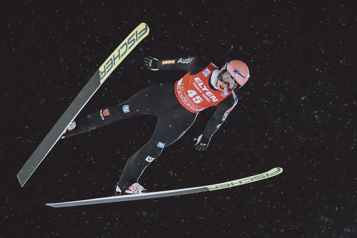 Karl Geiger Karl Geiger je bil zmagovalec sobotne tekme. | Foto: Sportida
