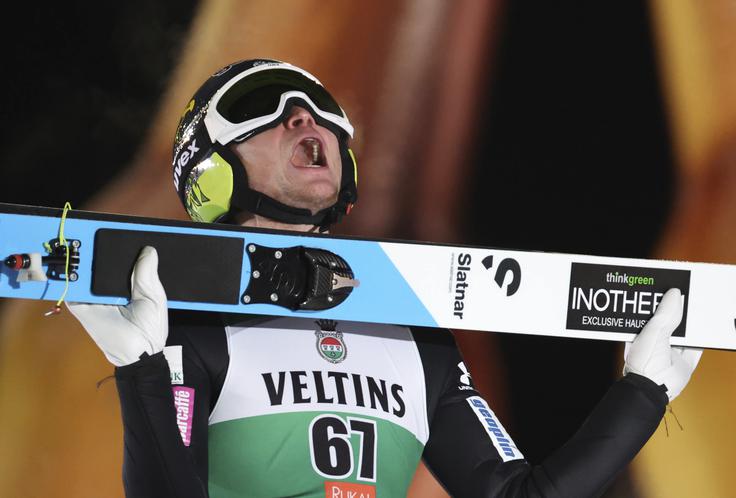 Anže Lanišek je z novimi vezmi v Ruki skočil do krstne zmage v svetovnem pokalu. | Foto: Guliverimage/Vladimir Fedorenko