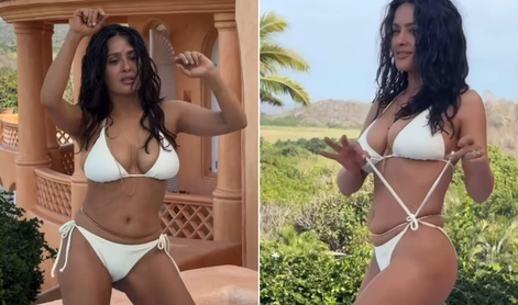Vroča Salma Hayek v kopalkah pokazala svoje plesne veščine #video