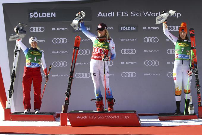 Najboljša trojica uvodne tekme nove sezone svetovnega pokala v alpskem smučanju. | Foto: Guliverimage/Vladimir Fedorenko