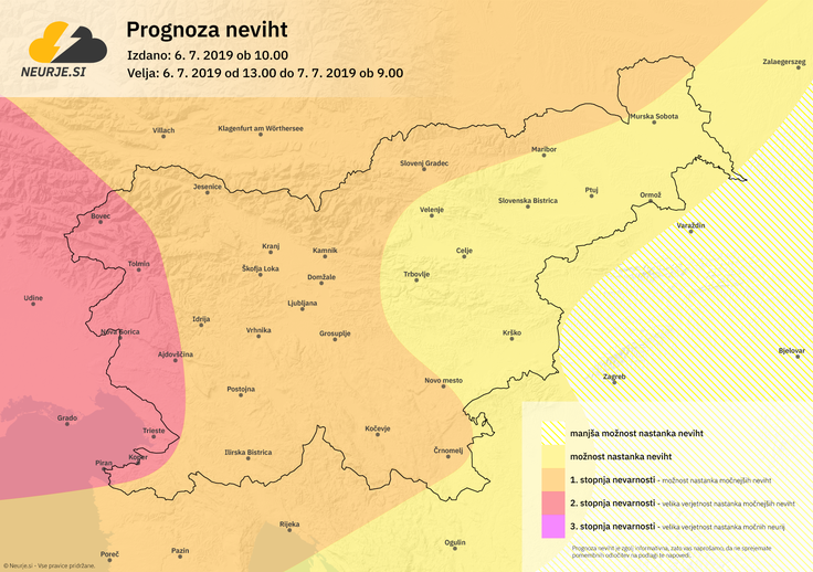 Močnejša neurja bodo predvsem v zahodnem delu države. | Foto: Neurje.si