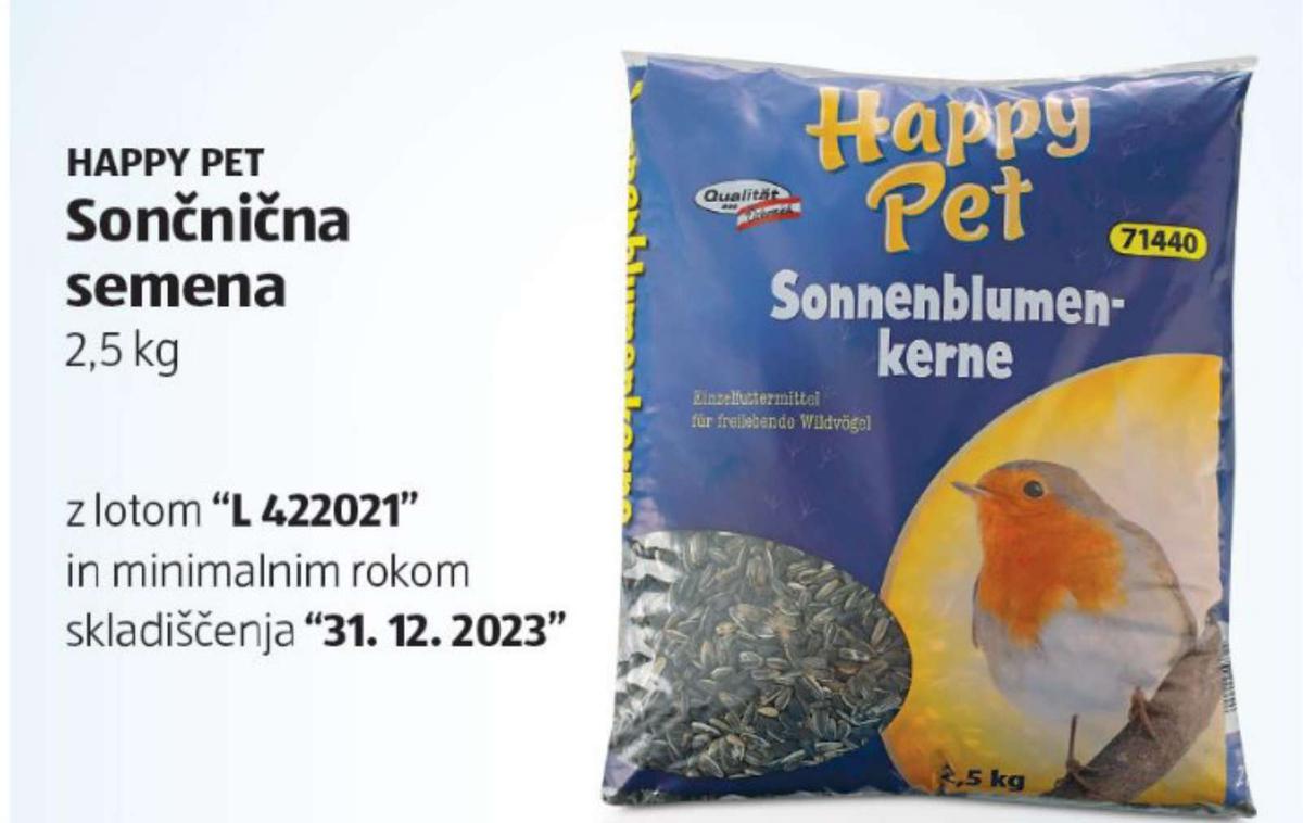 semena | Podjetje Hofer je iz prodaje odpoklicalo sončnična semena Happy pet. | Foto STA