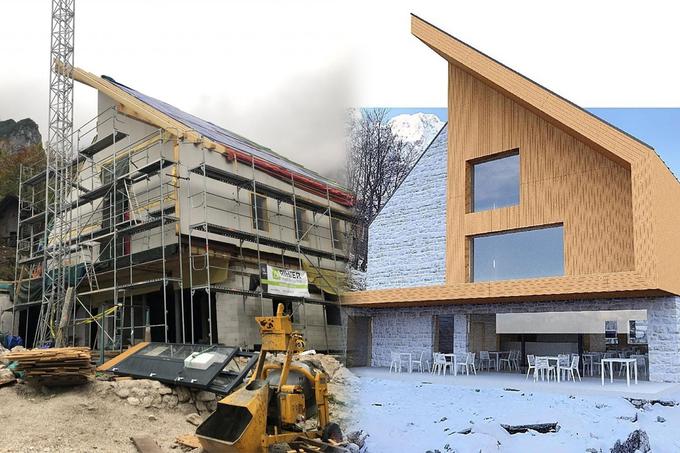 Frischaufov dom na Okrešlju trenutno (levo) in v prihodnje. Novo kočo naj bi odprli jeseni prihodnje leto. | Foto: 