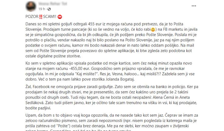 Prevara | Foto: Facebook / Posnetek zaslona