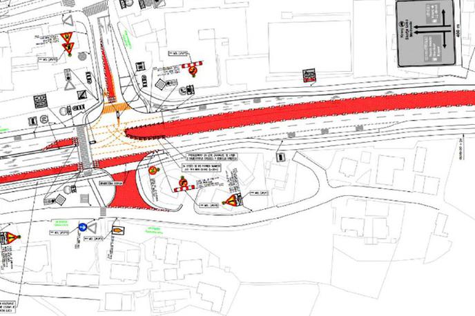 Nova ureditev Celovške ceste | V času vzpostavitve začasne prometne ureditve bodo površine za pešce in kolesarje v celoti dokončane. | Foto Direkcija RS za infrastrukturo