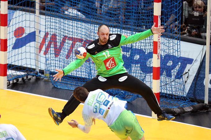 Vincent Gerard je uspešno zaustavljal slovenske strele. Zbral je 16 obramb. | Foto: Vincent Michel/francehandball2017.com