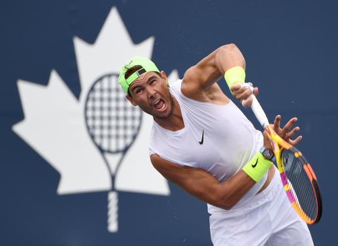 Rafael Nadal se je pripravljal na začetek turnirja v Torontu, a so bile bolečine na levi nogi premočni. | Foto: Reuters