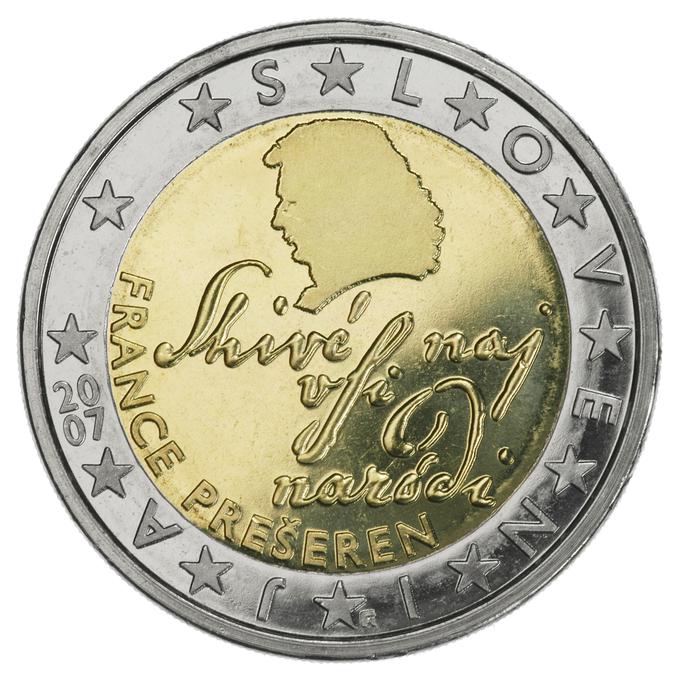 Njegov obrazni profil je upodobljen na slovenskem kovancu za dva evra. | Foto: STA ,