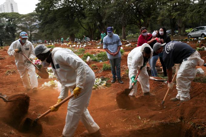 V brazilski zvezni državi Amazoniji smrtne žrtve covid-19 pokopavajo v množične grobove. | Foto: Reuters