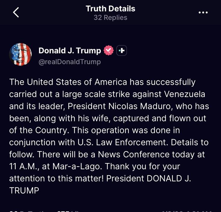 Donald Trump na Truth Social | Foto: Truth Social