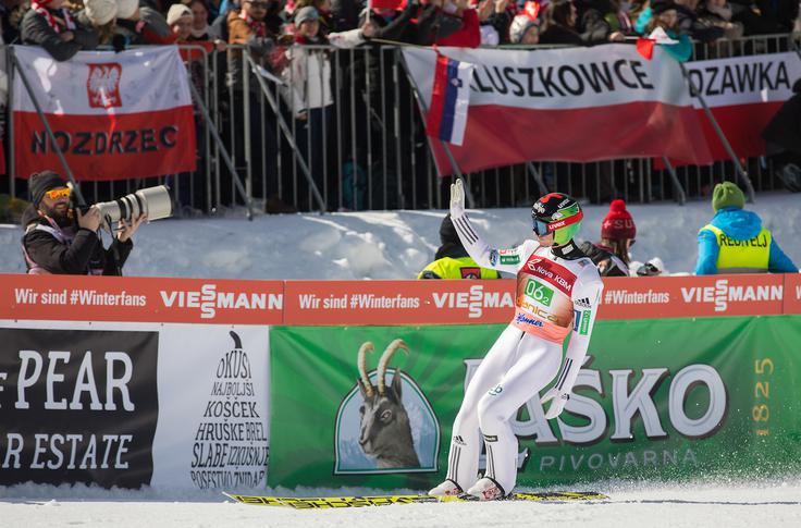 O tem, koliko je poljskih navijačev, se je v Planici prepričal tudi Robert Kranjec. | Foto: Urban Urbanc/Sportida