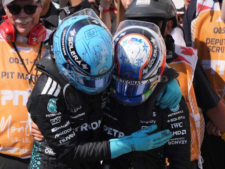 George Russell in Andrea Kimi Antonelli | Foto: Reuters