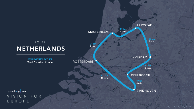 Predlagana trasa na Nizozemskem | Foto: Hyperloop One