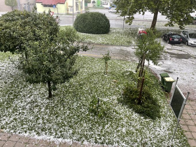 V le nekaj minutah je toča pobelila Savinjsko dolino pri Žalcu in Celju. | Foto: Matic Tomšič